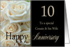 10th Anniversary card for Cousin & Wife - Pale pink roses card