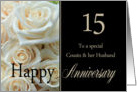 15th Anniversary card for Cousin & Husband - Pale pink roses card