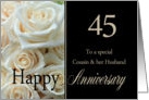 45th Anniversary card for Cousin & Husband - Pale pink roses card