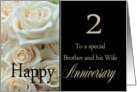 2nd Anniversary card to Brother & Wife - Pale pink roses card