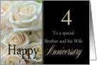 4th Anniversary card to Brother & Wife - Pale pink roses card