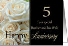 5th Anniversary card to Brother & Wife - Pale pink roses card