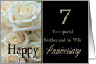 7th Anniversary card to Brother & Wife - Pale pink roses card