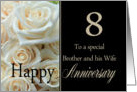 8th Anniversary card to Brother & Wife - Pale pink roses card