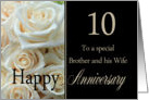 10th Anniversary card to Brother & Wife - Pale pink roses card