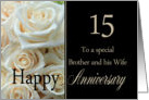 15th Anniversary card to Brother & Wife - Pale pink roses card
