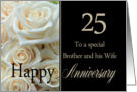 25th Anniversary card to Brother & Wife - Pale pink roses card