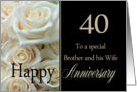 40th Anniversary card to Brother & Wife - Pale pink roses card