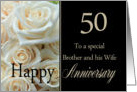 50th Anniversary card to Brother & Wife - Pale pink roses card