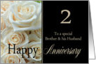 2nd Anniversary card to Brother & Husband - Pale pink roses card