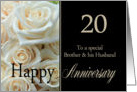 20th Anniversary card to Brother & Husband - Pale pink roses card