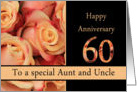 60th Anniversary, Aunt & Uncle multicolored pink roses card