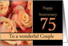 75th Anniversary to couple - multicolored pink roses card