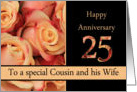 25th Anniversary to Cousin & Wife - multicolored pink roses card