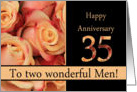 35th Anniversary to gay couple - multicolored pink roses card