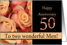 50th Anniversary to Gay Couple Multicolored Pink Orange Roses card