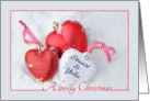 A Lovely Christmas, heart shaped ornaments card