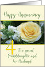 Granddaughter & Husband 4th Wedding Anniversary Yellow Rose card