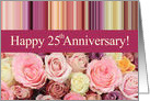 25th Wedding Anniversary Pastel Roses and Stripes card