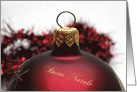 Italian Buon Natale Red Christmas Bauble card