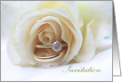 White Rose and Golden Wedding Bands Invitation card