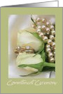 Commitment Ceremony Invitation White Roses, Rings and Pearls card
