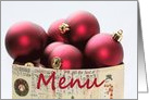 Menu Christmas Dinner Red Baubles in Bag card