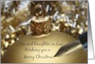 Son & Daughter in Law Christmas Message on Golden Christmas Bauble card