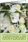 39th Wedding Anniversary White Mixed Bouquet card