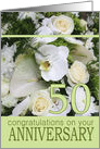 50th Wedding Anniversary White Mixed Bouquet card