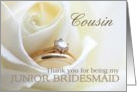 Cousin Thank you for being my Junior Bridesmaid - Bridal set in white rose card