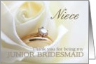 Niece Thank you for being my Junior Bridesmaid - Bridal set in white rose card