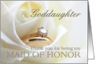 Goddaughter Thank you for being my Maid of Honor - Bridal set in white rose card