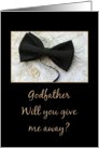 Godfather Give me away request Bow tie and rings on wedding dress card