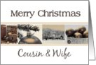 Cousin & Wife Merry Christmas, sepia, black & white Winter collage card