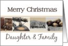 Daughter & Family Merry Christmas, sepia, black & white Winter collage card