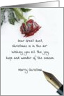 christmas letter on snow rose paper to Great Aunt card