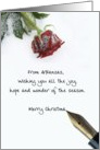 Arkansas christmas letter on snow rose paper card