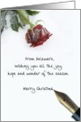 Delaware christmas letter on snow rose paper card