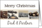Dad & Partner - Merry Christmas card Sepia Winter collage card