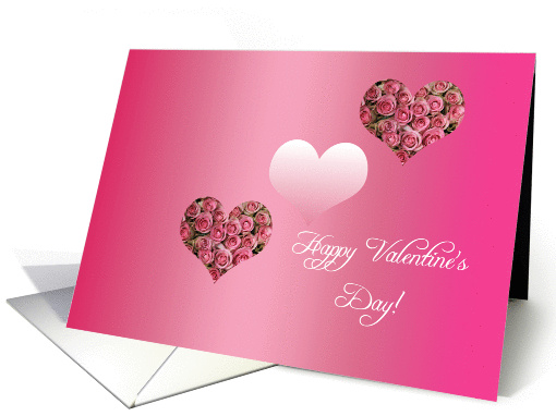 Happy Valentine's Day - Pink hearts and roses card (1012281)