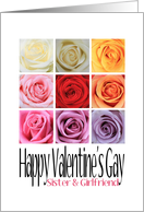 Sister and Girlfriend - Happy Valentine’s Gay, Rainbow Roses card