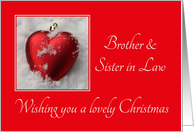 Brother & Sister in Law, Lovely Christmas, ornament in snow card
