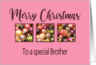 Brother Merry Christmas Colored Baubles on Pink card