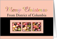 District of Columbia - Merry Colored ornaments, pink/black card