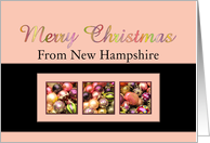 New Hamphire - Merry Colored ornaments, pink/black card