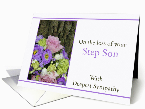 Sympathy Loss of your Step Son - Purple bouquet card (1080624)
