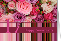 17th Wedding Anniversary Card - Pastel roses and stripes card
