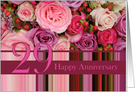 29th Wedding Anniversary Card - Pastel roses and stripes card