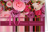 40th Wedding Anniversary Pastel Roses and Stripes card